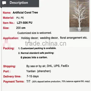 Factory Direct Artificial Coral Decorative Tree Branches for Sale Wedding Decoration Centerpiece thumbnail-2