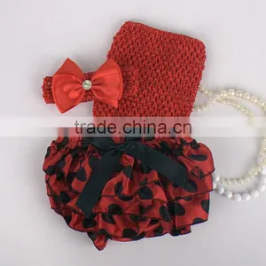 Hot Sell Adorable Baby Diaper and Crochet Tube Top3 Sets , Satin Baby Bloomers, Baby Ruffle Bloomers thumbnail-2