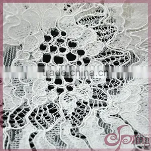 White Flower Design Jacquard Cotton Nylon Warp Knitting Fabric Cotton Lace Fabric for Dress thumbnail-6
