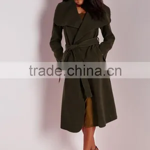 Best Selling Custom Lady Khaki Waterfall Coat Wholesale thumbnail-1