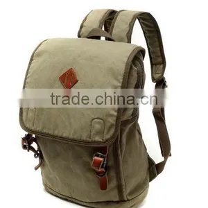Unisex,Vintage Casual Cotton Canvas Leather Backpack Rucksack Bookbag ,Lagtop Bag Computer Bag For Men & Women thumbnail-1