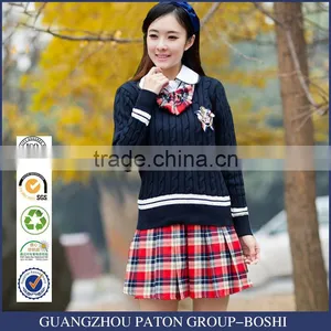 2016 Girls Sweater And Short Skirt For High School Uniform Designs thumbnail-1