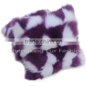 CX-D-33F Home Decoration Pillow Patchwork Real Fox Fur Cushion & Pillow Cover thumbnail-3