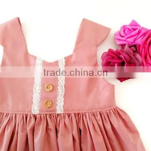 New Design Cotton Linen Sleeveless Lovely Baby Girls Dresses thumbnail-3