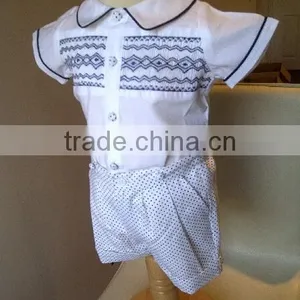 New Designer Baby Romper Hand-embroidered Baby Romper Boutique Clothing 2016 Smocked Romper for Infant Baby Boys Wholesale thumbnail-1