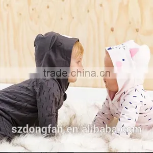Cute Hooded Romper 100%Cotton Newborn Baby Clothes thumbnail-4