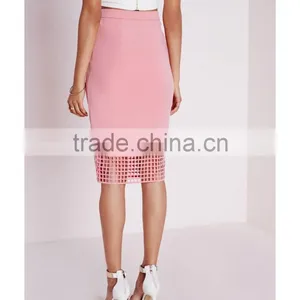 Wholesale High Waist Grid Pattern Pencil Skirt Lady Midi Skirts thumbnail-3