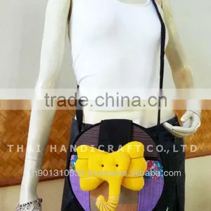 Thai Handmade Shoulder Bag Patchwork Fabric Elephant Design thumbnail-1