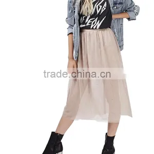 2017 OEM Spring Semi Persperctive Tulle Nude Prom Ladies Skirt thumbnail-6