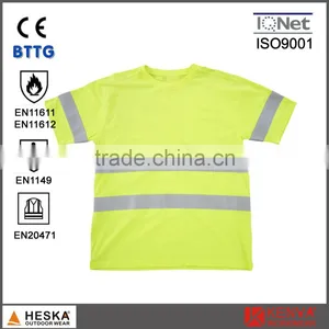 EN11612 High Visibility Modacrylic Cotton FR Short Sleeve T Shirt With FR Sewing Tape thumbnail-1
