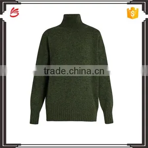 High Quality Custom High Neck Green Sweater Women 2017 thumbnail-1
