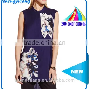 Floral Print Navy/black Polyester/spandex Cheap Tank Top/singlet Factory Guangzhou China thumbnail-1