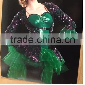 Dancing Queen! Dark Green Plus Black Lace! Sequin Mesh! thumbnail-1