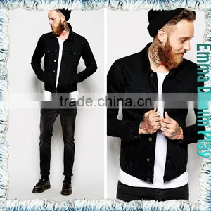 2015 New Brand Hot Sale Black Short Jean Mens Coats With Single Breasted thumbnail-4