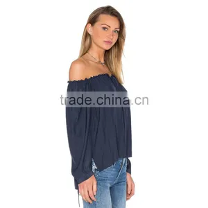 2016 New Patch Work Blouse Designs Off Shoulder for Ladies thumbnail-2