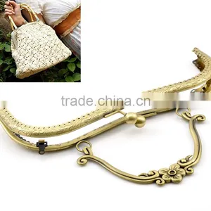 Antique Bronze Purse Bag Metal Arch Frame Kiss Clasp Lock Handle Metal Frame thumbnail-1