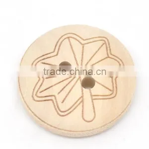 Newest Leaf Pattern Carved Wood Sewing Buttons With 2 Holes thumbnail-1
