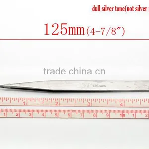 Silver Tone Tweezers Repair Tools 12.5cm(4-7/8"), Sold per Pack of 5,Jewelry thumbnail-1
