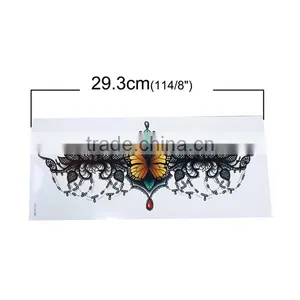Paper Removable Waterproof Sternum Tattoo Sticker Body Art Multicolor Leaf Pattern Butterfly Animal Temporary Sex Tattoo thumbnail-2