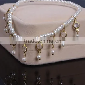 Vintage Pearl Crystal Beach Barefoot Sandals Anklet Bracelet Chain thumbnail-3