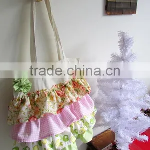 Latest Women Printed Pattern Cotton Tote Bag Beautiful Ruffle Tote Bag thumbnail-1