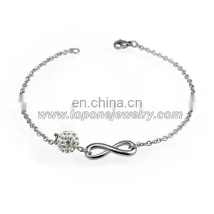 Cheap Wholesale Stainless Steel Infinity Women's Wedding Bracelets With Shambhala Balls Jewelry Gifts thumbnail-2
