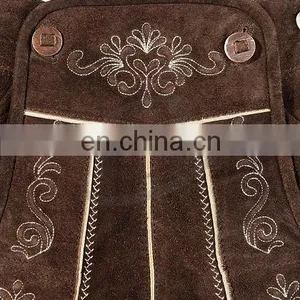 Authentic German Bavarian Lederhosen Dark Brown Suede Leather (Bavarian Clothing) thumbnail-4