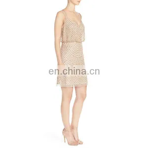 J-8287 Fashion Design Sequin Mesh Blouson Dress Newest Ladies Dress Sleeveless Women Clothing thumbnail-3