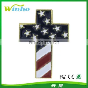 Christian Cross Pin With USA Flag/lapel Pin Badge thumbnail-1