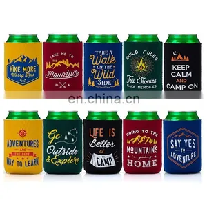 Mixed Design Camp Theme Neoprene Zipper Sleeve Insulated Beer Can Covers thumbnail-1