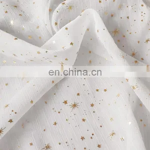 Wholesale Polyester High Quality Crinkled/Creped/Wrinkled Bronzing Chiffon Printed Fabric for Dress thumbnail-1
