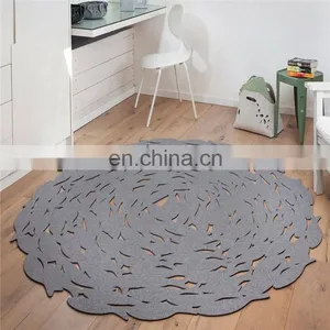 High Quality Lase Cut Green Office Different Shapes Wool Felt Modern Area Rug for Whole Sale thumbnail-1