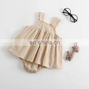Lovely Summer Hot Sale Slip Dress Romper One Piece Baby Girl Cotton Romper thumbnail-2
