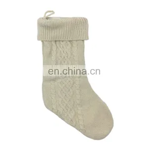 Wholesale Decorative Knit Sandy Beige Christmas Socking for Christmas thumbnail-1