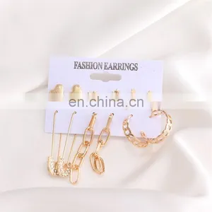 Set Earrings Retro Silver Jewelry Hand-Tasseled Round Geometric Alloy Gemstone Rhinestone Female Earrings thumbnail-3