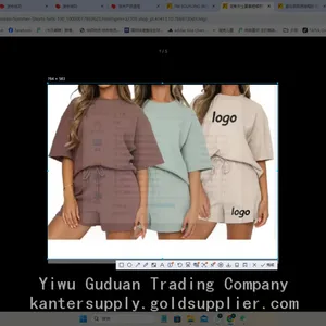 Custom Women Summer Shorts Sets 100% Cotton Short Sleeve T Shirt Shorts 2 Pieces Set From Bangladesh thumbnail-3