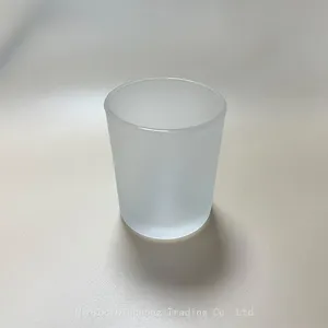 Wholesale Luxury Frosted White Glass Candle Jar With Electroplated Metal Lid Cover High Quality Scent Candle Containers Vessels thumbnail-5