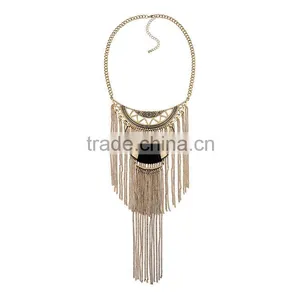 Exotic Crescent Moon Imitation Jewellery Antique Gold Chain Statement Necklace thumbnail-1
