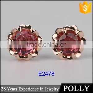 Fashion 10k Rose Gold Beatiful Flower Red Tourmaline Stud Earring Jewellery thumbnail-2