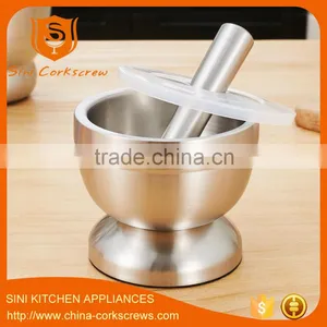 Stainless Steel Garlic Pugging Pot Garlic Pounder Crusher Mortar and Pestle Pedestal Bowl thumbnail-1