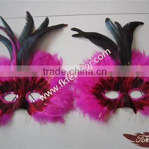 Bachelorette Party Supplies Rose Red Turkey Feather Mardi Gras Mask thumbnail-5