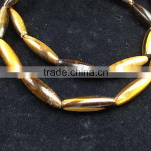 Natural 6*20mm Tiger Eye Rice Beads Loose Gemstone Beads thumbnail-1