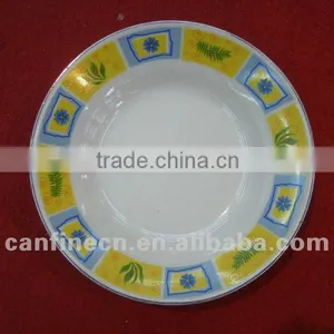 Cheap White Ceramic Dinner Plate With Flower Design / Round Ceramic Porcelain Flat Plate thumbnail-1