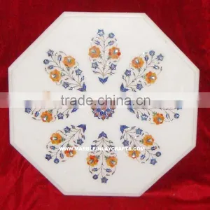 Designer Marble Stone Inlaid Pietra Dura Coffee Table Top thumbnail-1