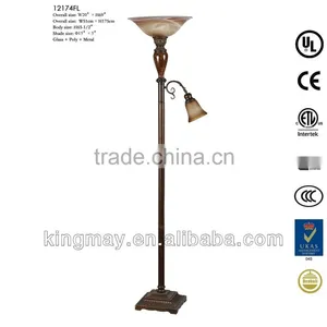 Antique Torchiere Floor Lamp With Rockerarm Reading Light thumbnail-1