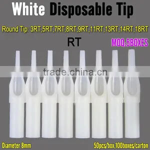 Top White Disposible Tattoo Needle Tip RT Round Liner 8mm thumbnail-1