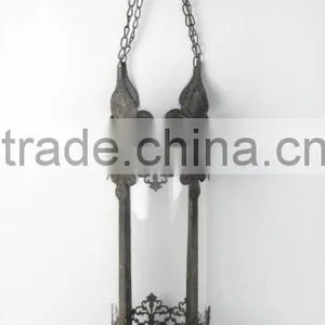 100309MC- Hanging Metal Candle Lantern W/chain thumbnail-1