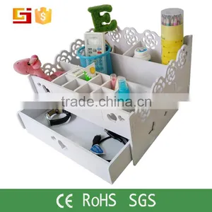 White Cosmetic Wooden Box With Drawer For Girls Design Wholesale Carved Boxes thumbnail-3