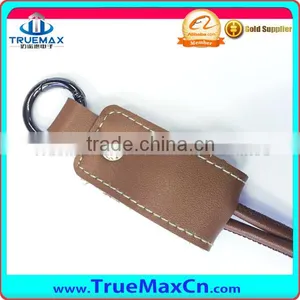 PU Leather Key Chain Type USB Cable For IPhone thumbnail-3