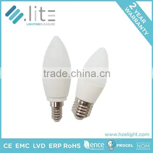 Led Lampen Candle Shape C37 Bulb 6.5w IC Driver E12 E14 E26 E27 Base CE RoHS Certifications Plastic Plus Aluminium Factory Price thumbnail-1